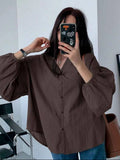 The Camille Cropped Oversized Shirt — Cocoa