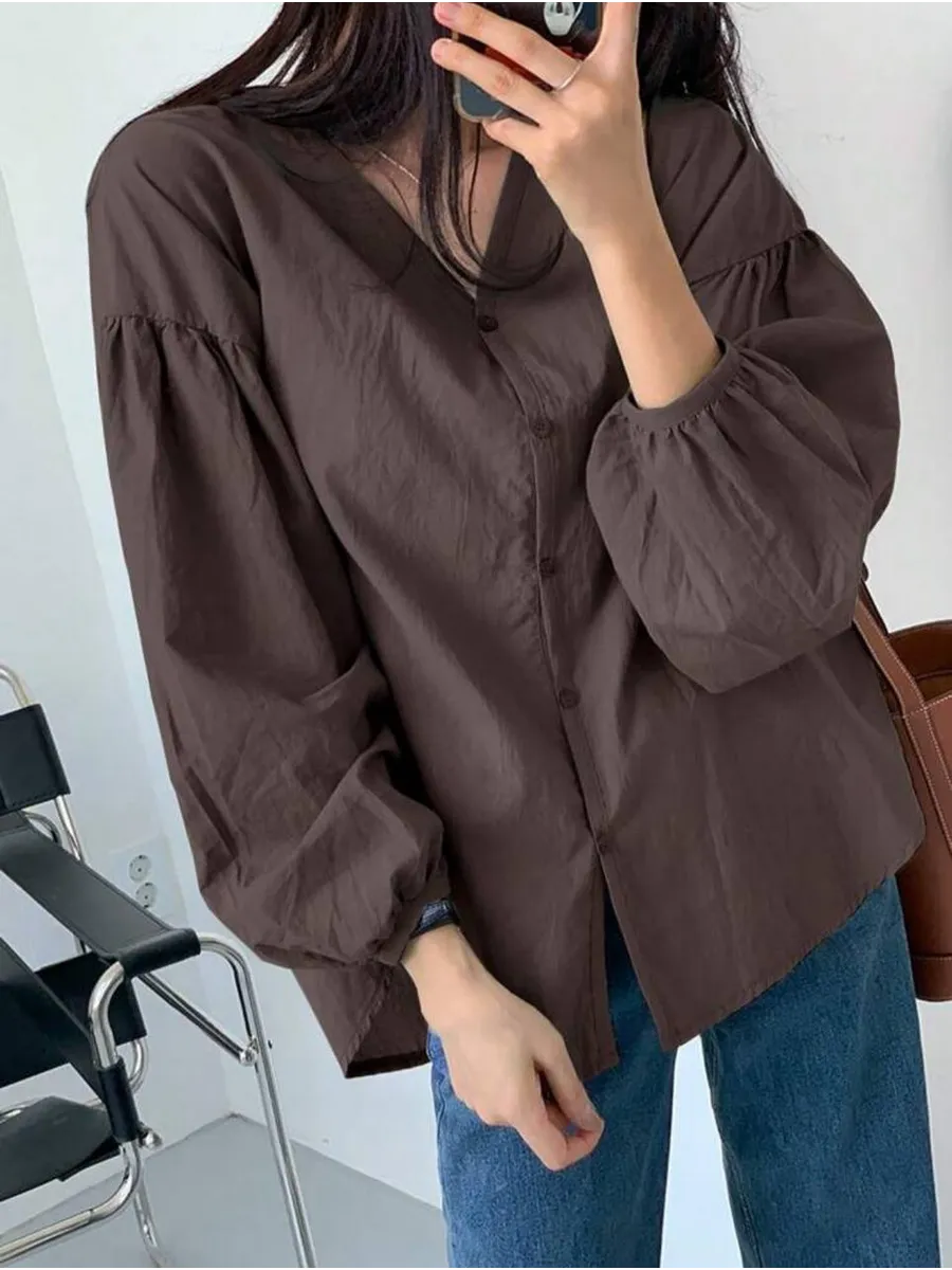 The Camille Cropped Oversized Shirt — Cocoa
