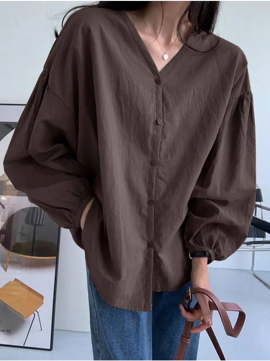 The Camille Cropped Oversized Shirt — Cocoa