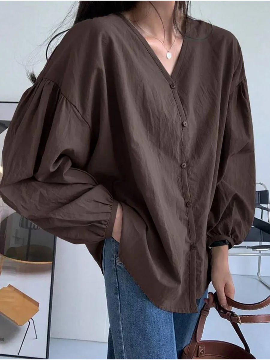 The Camille Cropped Oversized Shirt — Cocoa
